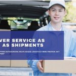 Courier delivering package from van