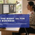 Visual representation of a business owner exploring options to find the perfect virtual assistant.