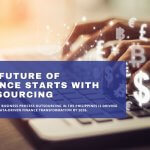 Visual representation of outsourcing's role in shaping the future of finance, with icons and charts depicting financial growth.