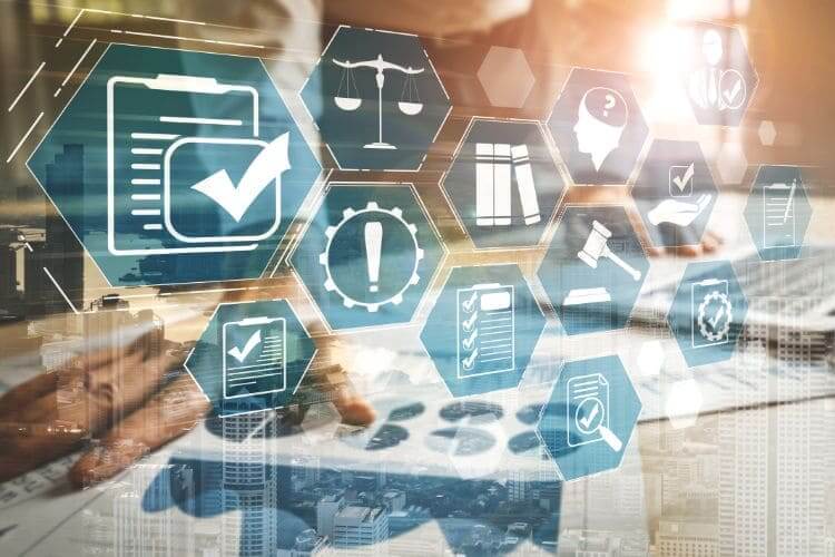 CreaThink Solutions | PEO vs. EOR in the Philippines: A UK Employer’s Guide to Compliance and Hiring Digital compliance and business process automation concept with checklist icons