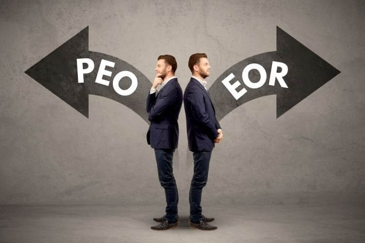 CreaThink Solutions | Top Cities for Outsourcing in the Philippines 2026: A Strategic BPO Guide for US Businesses Concept image showing choice between PEO and EOR employment models