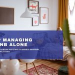 Modern Airbnb bedroom interior with cozy bed and decor, representing short-term rental management and guest experience