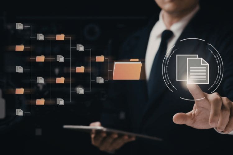 Digital workflow automation concept with gears and technology interface for business efficiency