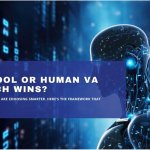 Futuristic AI robot representing comparison between AI tools and human virtual assistants