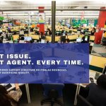 Large customer support call center team assisting clients in a business outsourcing company