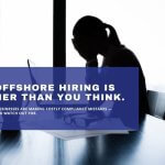 Silhouette of businesswoman representing risks and compliance issues in offshore hiring