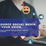 Social media outsourcing concept with digital engagement icons and remote content management