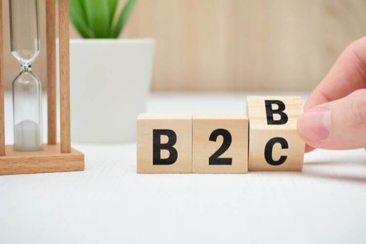 Visual representation of a B2B marketing strategy, featuring charts, graphs, and business professionals collaborating.