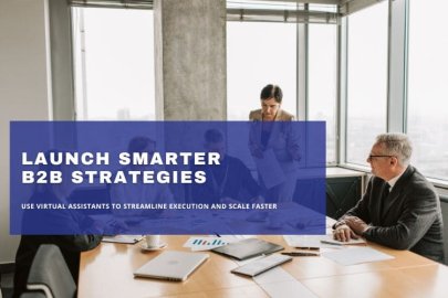 Business team planning B2B strategy using virtual assistants for growth