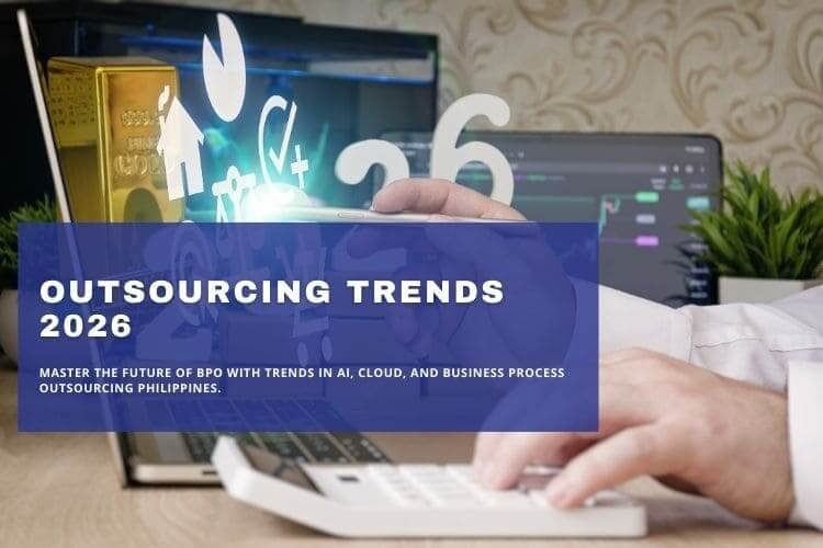 Digital interface showing 2026 outsourcing trends in AI, cloud computing, and BPO Philippines.