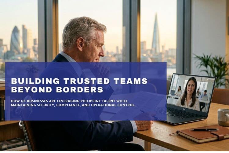 UK business executive meeting with a Filipino remote employee via video call to build an offshore team.