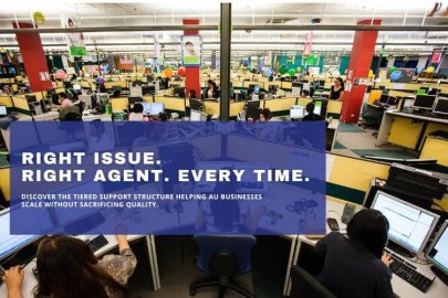 Large customer support call center team assisting clients in a business outsourcing company