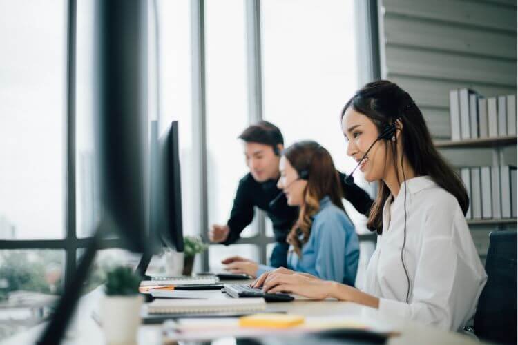 Call center agents in office in the Philippines