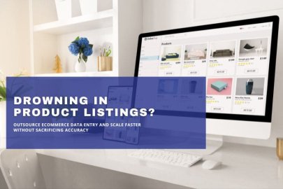 Ecommerce website displaying product listings on desktop computer for online store management