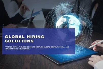 Digital globe hologram representing global hiring solutions and EOR services in the Philippines.