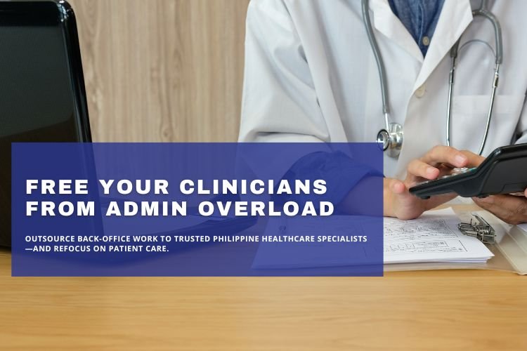 Image promoting the reduction of administrative tasks for healthcare clinicians to enhance patient care efficiency.