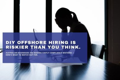Silhouette of businesswoman representing risks and compliance issues in offshore hiring