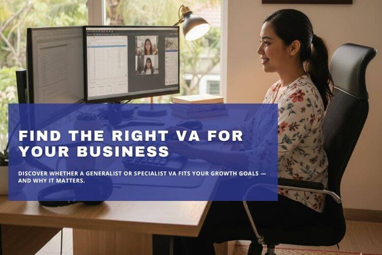 Visual representation of a business owner exploring options to find the perfect virtual assistant.